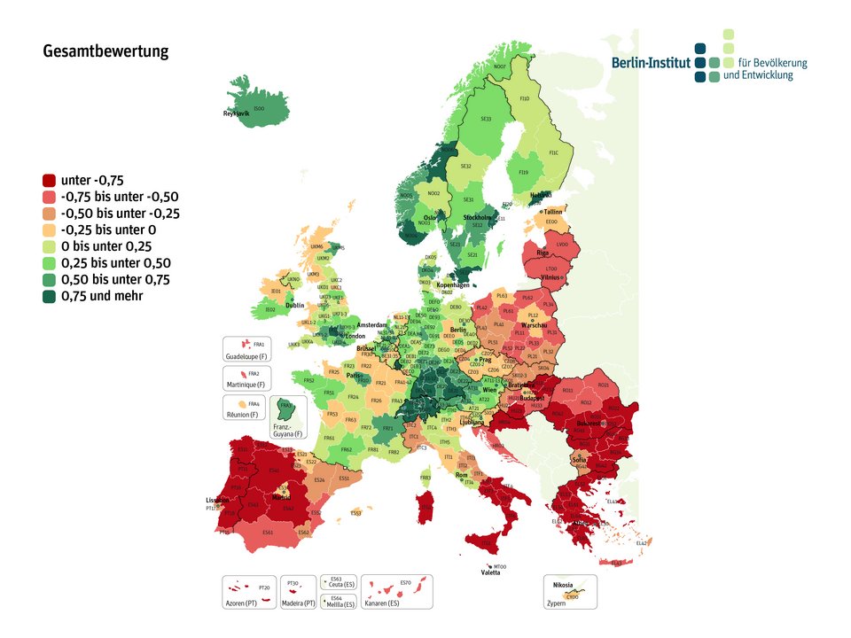 Gesamtbewertung der europäischen Regionen